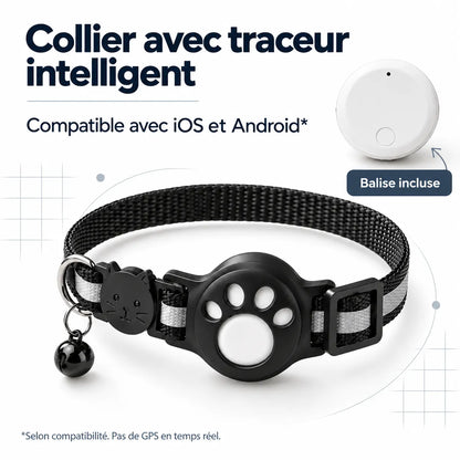 Collier avec traceur intelligent pour chats et petits chiens