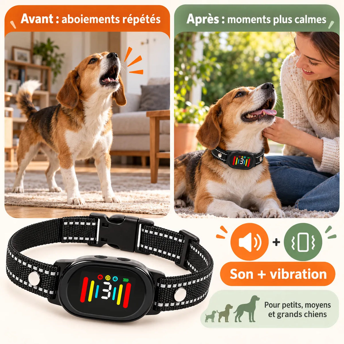 Intelligentes Anti-Bell-Halsband ohne Stromschlag | BuddyOra PD216V