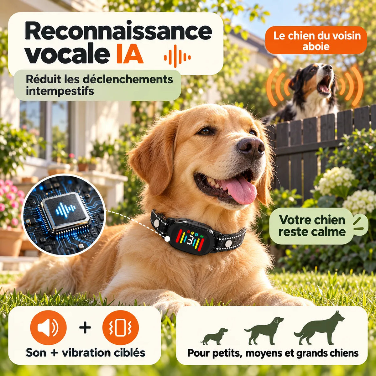 Intelligentes Anti-Bell-Halsband ohne Stromschlag | BuddyOra PD216V