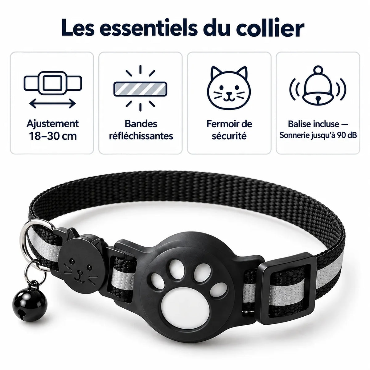 Collier avec traceur intelligent pour chats et petits chiens