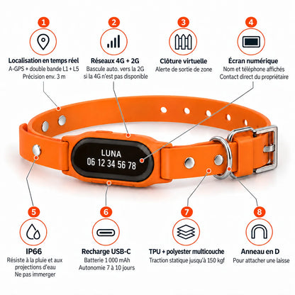 GPS-Hundehalsband mit integriertem Digitaldisplay